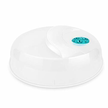 Flexzion Microwave Cover for Food, 12 Inch Plate Cover, BPA Free Plastic Food Cover, Transparent Anti-Splatter Cover Guard, with Adjustable Steam