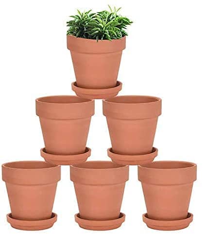 Hipothoe 4 Inch Terra Cotta Pots with Saucer - 6 Pack Clay Flower Pots with Drainage, Great for Plants, Crafts, Wedding Favor (4 inch)
