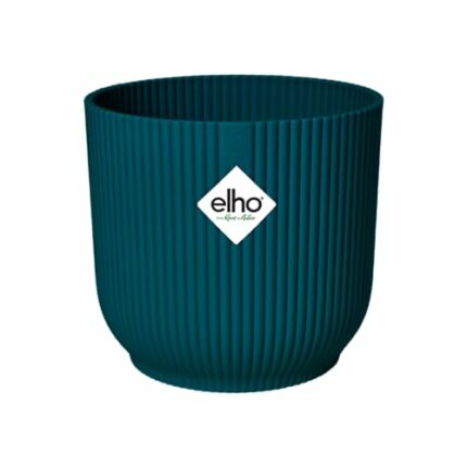elho Vibes Fold Round 22 - Flower Pot from 100% Recycled Plastic - Indoor Plant Pot - Ø 22.0 x H 20.2 cm - Blue/Deep Blue