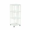 VERAMY 4 Tier Metal Bookshelf With Wheels Rotating Bookshelf 360° Display Cubic Book Shelf Floor Standing Bookcase Storage Rack Utility Organizer