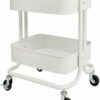 aasdf 2 Tier Rolling Cart Metal Utility Cart Easy Assemble Utility Serving Cart Sturdy Storage for Classroom Office Home Bedroom Bathroom,A1
