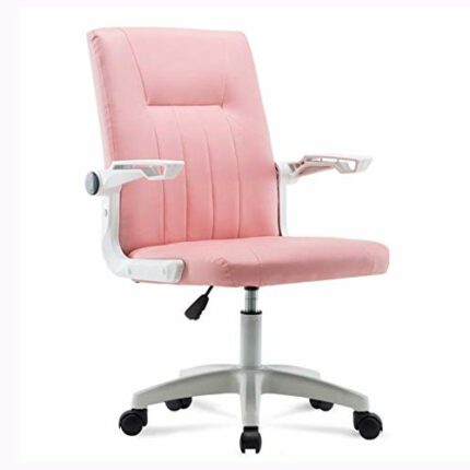 n/a Office Desk Chair Mid Back Leather Height Adjustable Swivel Ribbed Chairs Ergonomic Executive Conference Task Chair with Arms