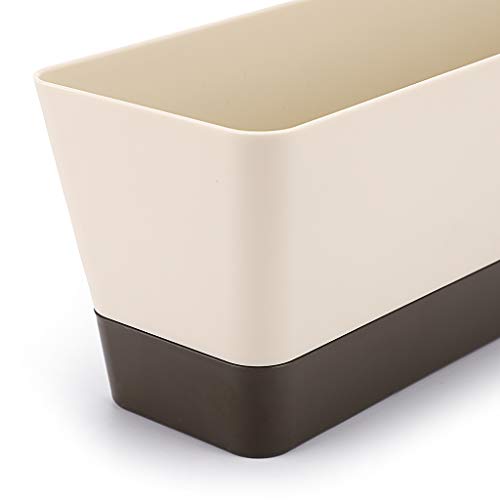 Skelang 2 Pcs Plastic Succulent Plant Pot, Rectangular Plant Pot with Drainage Holes, Long Shallow Pot for Bay Window, Kitchen Windowsill, Shelf,