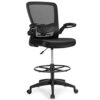 SDFGH Drafting Chair Tall Office Chair Adjustable Height w/Lumbar Support Flip Up Arms
