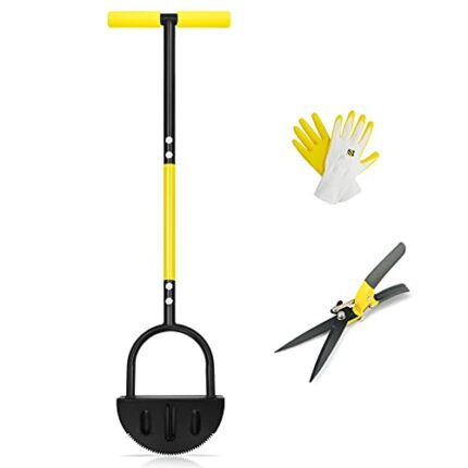 Byhagern Lawn Edging Tool, Manual Lawn Edger with Saw-Tooth, Heat Treated (Hardened) Head, Half Moon Lawn Edger Easy Into the Ground without Bend