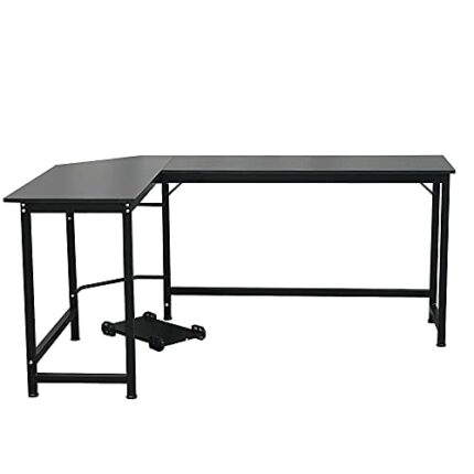 N/A Office Desk L-shaped Wooden Computer Desk With Roller Board Simple Office Home Corner Table (Color : A)