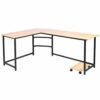 WJIN Computer Desk,Modern L‑Shaped Corner Office Desk Chipboard Computer Table for Home Study Office Use