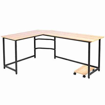 WJIN Computer Desk,Modern L‑Shaped Corner Office Desk Chipboard Computer Table for Home Study Office Use