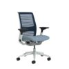 Steelcase Think Ergonomic Height Adjustable Office Chair with Adjustable Lumbar Support and Armrests, Breathable 3D Knit Royal Blue Backrest and