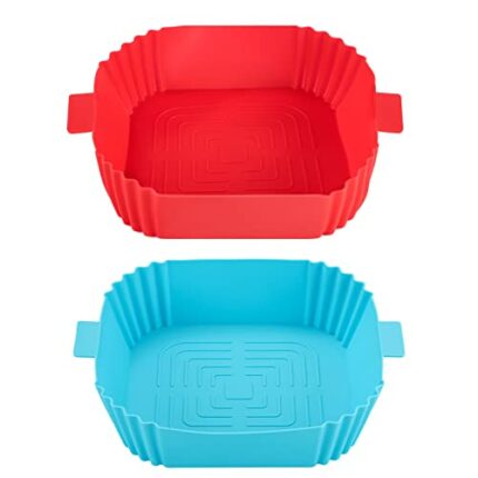 2 Pcs 7.7 inch Silicone Air Fryer Liner, Reusable Air Fryer Silicone Pot for Air Fryer, Oven, and Microwave