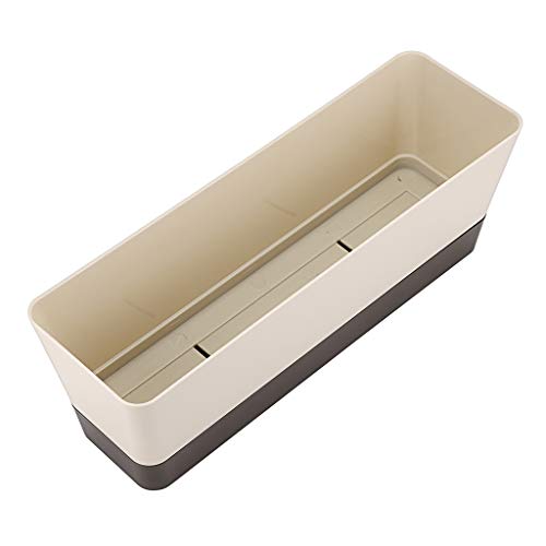 Skelang 2 Pcs Plastic Succulent Plant Pot, Rectangular Plant Pot with Drainage Holes, Long Shallow Pot for Bay Window, Kitchen Windowsill, Shelf,