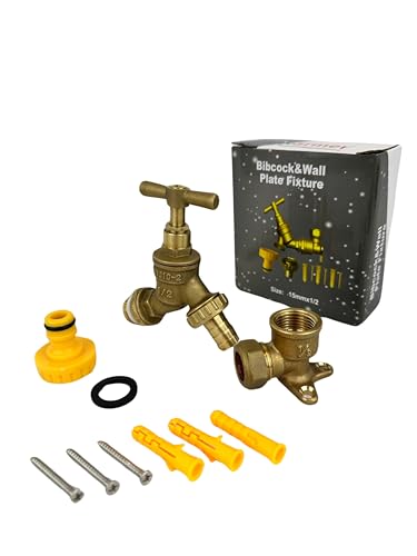 Wärmer System Water Bibcock Tap 1/2 inch BSP with Brass Wall Plate Fixture BS1010-2