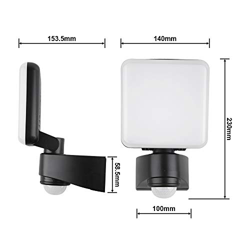 Outdoor LED Wall Light with Motion Sensor, 10W IP54 PIR Infrared Motion Sensor Outside Security LED Flood Light, 900LM 4000K Daylight White, Idea