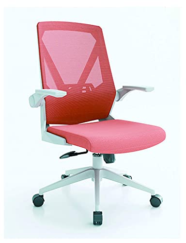 NMDCDH Home Office Chair, Home Rolling Swivel Adjustable Mid Back Task Chair with Flip-up Arms and Lumbar Support Adjustable for Women Adults Pin