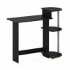 Furinno Compact Computer Desk, Study Desk with Shelves, Americano/Black, 99 (W) x 85.3 (H) x 39.4 (D) cm