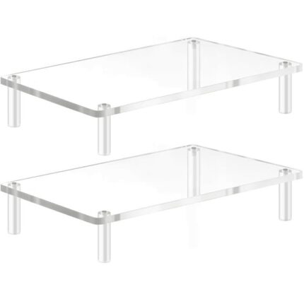Yestbuy Acrylic Monitor Stand Riser Clear Computer Stand for Laptop iMac PC Printer Desktop Ergonomic Screen Stand Desk Riser Laptop Stand Work f