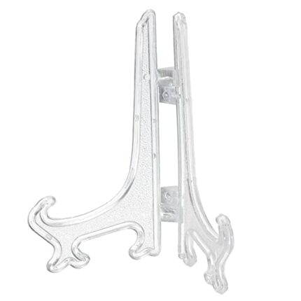 MECCANIXITY 4 Inch Display Stand Holders Display Pictures PS Plastic Clear for Home Decoration, Art, Book Stores Pack of 6