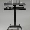 OCOMMO Automatic Height Adjustable 31.5 Inch Mobile Workstation with Keyboard Tray, Sit to Stand Up Tabletop Computer and Monitor Desk for Home O