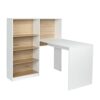 N/A Office Desk Computer Desk Laptop Study Desk L Shape Desk with 4 Tiers Bookshelf Home Office Workstation (Color : A)