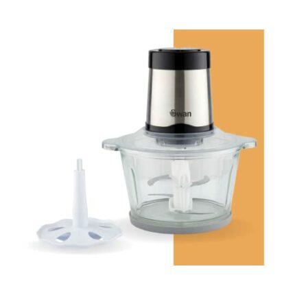 Swan Electric Food Chopper, Food Processor, 1.8L Glass Bowl, 26000 RPM Motor, Stainless Steel Blade & Beating Blade, Anti-slip Removeable Mat, 2