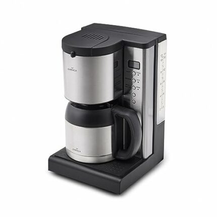 KARACA Coffee Art Aroma Filter Coffee Machine with Timer, 1.35lt / 2.97lb Capacity, INOX Silver and Black Filter Coffee Maker