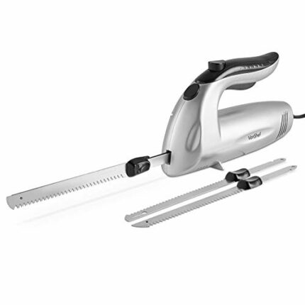 VonShef Electric Carving Knife With Two Serrated Blades For Multi-Purpose Use, Ergonomic Handle Plus Low Vibration & Noise For Your Comfort, Meat