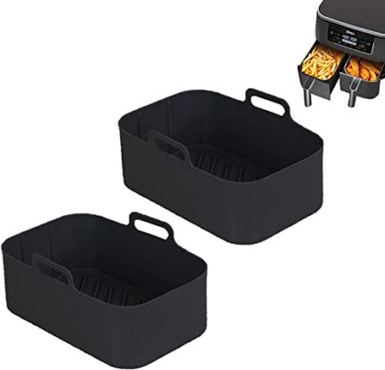 Silicone Liners for Ninjas Dual Air Fryer,2pcs Air Fryer Accessories, Reusable Dual Air Fryer Basket, Air Fryer Silicone Pot, air Fryer Liners Si