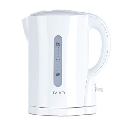 LIVIVO 1L Cordless 900W Kettle Compact for Travel, Guest Room, Office Makes 4 Cups of tea & coffee - Boil Protection & Auto Shut off [Energy Clas