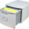 Storex Plastic One-Drawer File Cabinet – Locking Document Organizer with Casters for Home and Office, Gray, 1-Pack (61263A01C)