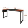 Decoholic 63 Inch Home Office Computer Two-Color Panel Desk with Storage Bag and Hook, Black, Sandalwood Color, Industrial Modern Laptop Desk