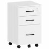 3 Drawer Wood Mobile File Cabinet with 1 Lock, Under Desk File Cabinet with 5 Wheels, Rolling Filing Cabinet for Home Office, Filing Cabinet Orga