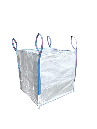 A&A SUPPLIES UK - 1 Tonne 90x90x90cm FIBC Bulk Builders Bag Garden Waste Heavy Duty Industrial Woven Material Dumpy Jumbo Ton Sacks with Handles