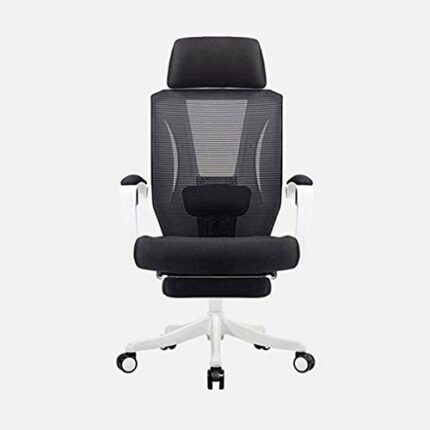 n/a Reclining Office Chair Ergonomic Computer Mesh Lounger Executive Swivel Office Desk Work Chair with Hidden Footstool and Lumbar Support