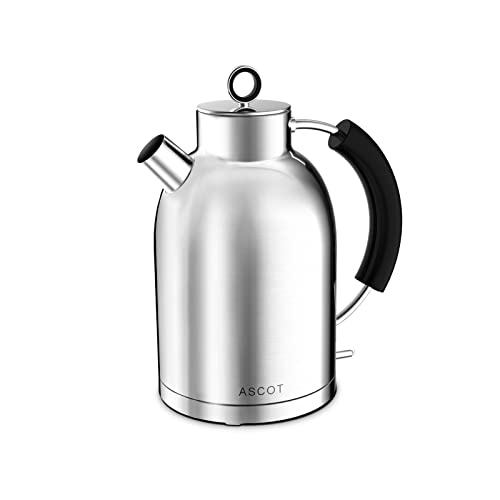 ASCOT Electric Kettle, Stainless Steel Electric Tea Kettle Gifts for Men/Women/Family 1.6L 2200W Retro Tea Heater & Hot Water Boiler, Auto Shut-O