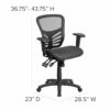 Flash Furniture Mid-Back Transparent Black Mesh Multifunction Executive Swivel Ergonomic Office Chair with Adjustable Arms, Metall, 58.42 x 72.39