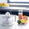 Braun CJ3000 Electric Citrus Press, 350 ml bowl with scale, adjustable pulp control, automatic start/stop, cable storage - White