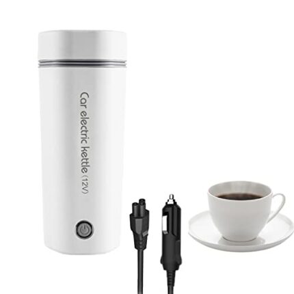 Travel Electric Cup 400ml 12V Car Kettle 80W Kettles Electric Fast Boil 98 degrees heating 304 Stainless Steel Liner One Key Opera Auto-Shut-Off