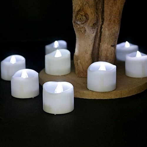 GrassVillage Pack of 24 Realistic and Bright Led Candle Lights in Wave Design, 3.5 cm x 4 cm Tall, Flameless Tea Light Candles, Electric Fake Can