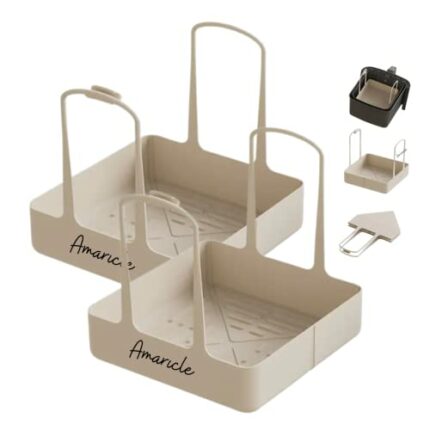Amaricle 2PCS Reusable Silicone Air Fryer Liners - 8.5 Inch Square Pot Accessories Basket Tray for COSORI, Tower, Ninja, Philips (4.7L to 8L) - N