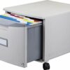 Storex Plastic One-Drawer File Cabinet – Locking Document Organizer with Casters for Home and Office, Gray, 1-Pack (61263A01C)