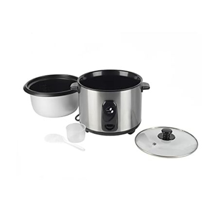 Progress EK4554P Electric Rice Cooker - Rice Steamer With Non-Stick Ceramic Bowl, Tempered Glass Lid, 1.8L/10 Cup, Includes Spatula & Measuring C