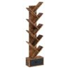 Rolanstar Tree Bookshelf Bookcase with Drawer, Floor Standing Tree Bookcase, Bookshelves Storage Rack for CDs/Movies/Books, Utility Organizer She