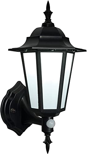 National Lighting Traditional Style PIR Lantern PIR Outside Lights - Outdoor Security Lights - Black Motion Sensor Presence Detector - IP44 Rated