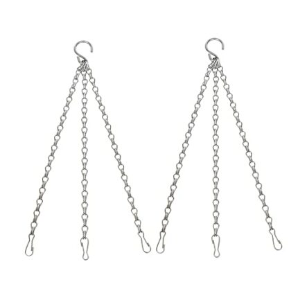 Silver Heavy Duty Hanging Basket Chains, 3 Point 14" (35cm) Metal Replacement Chain For Hanging Baskets, Bird Feeders, Lanterns, Flower pots and