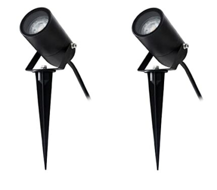 EBION 2PACK Garden Pathway Lighting 35W 240V Landscape Spotlights Mains Powered GU10 IP54 Waterproof Spot Light for Lawn, Yard, Patio, Wall (Bulb