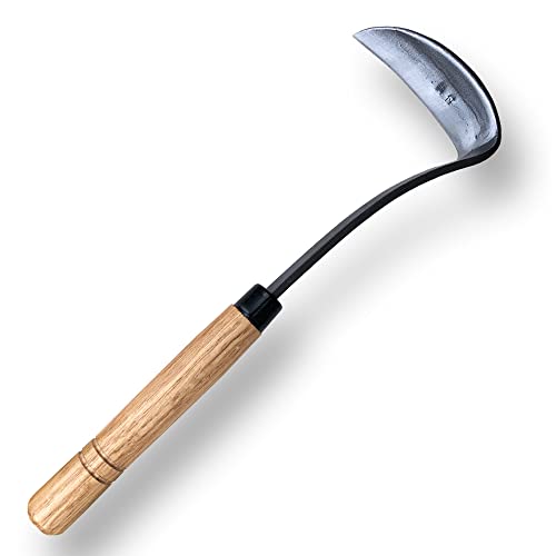 SHANFEEK Japanese Weeding Hoe Gardening Tools 33CM Weed Remover Tool High-Carbon Steel One-Piece Molding With Hard Solid Wood Handle