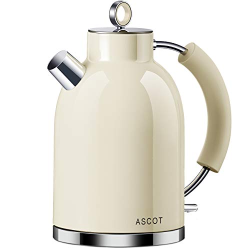 ASCOT Electric Kettle, Stainless Steel Electric Tea Kettle Gifts for Men/Women/Family 1.6L 2200W Retro Tea Heater & Hot Water Boiler, Auto Shut-O