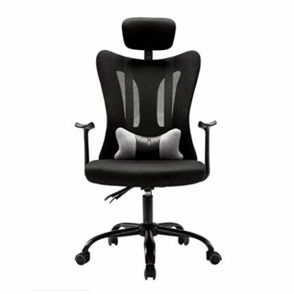 LZQDM Office Chair - Leather Office Chair Computer Desk Task Ergonomic Swivel Chair Adjustable Lumbar Support and Padded