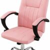 HJW Office Chair Computer Chair Home Office Rotary Lift Chair, with Headrest and Steel Feet Bow-Shaped Chair Swivel Chair Armchair,Black