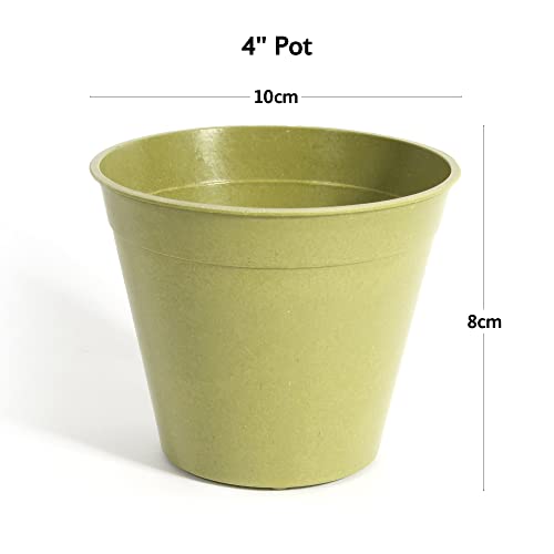 Haxnicks 5x Indoor & Outdoor Sustainable Bamboo Fibre Plant Pots | 4 Inch Diameter | Pack of 5 | Sage Green | Pot180101